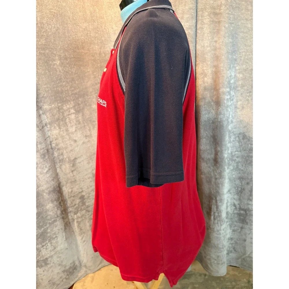 Chaps Ralph‎ Lauren Mens XL Red Navy Colorblock Raglan Stripe Polo Shirt Cotton